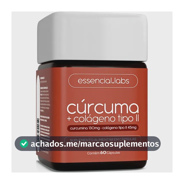 CÚRCUMA 130mg + COLÁGENO Tipo Ii 45mg - Fórmula com Máxima Concentração e Pureza - 60 Cápsulas