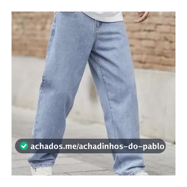 Calça Jeans Balão Masculina Baggy Bag Reta Larga Streetwear