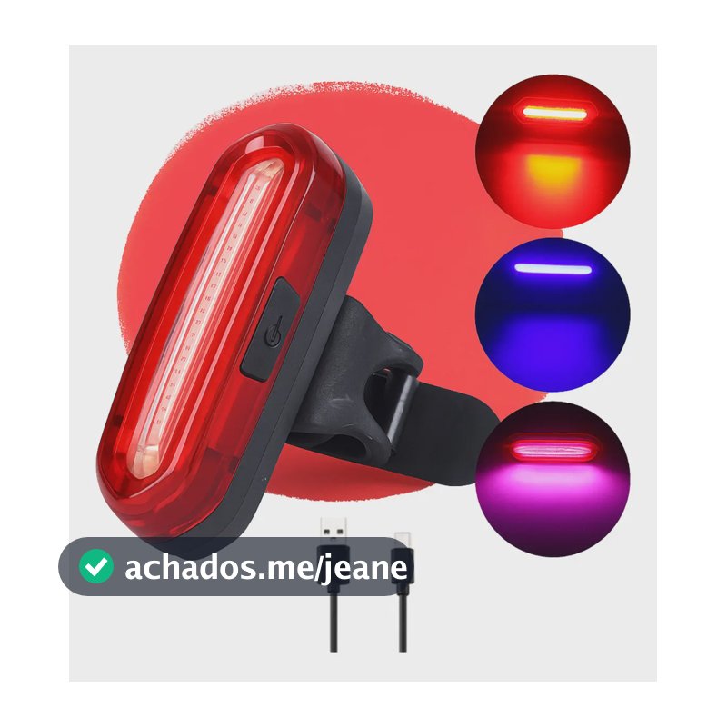 Lanterna Farol Sinalizador Traseiro Recarregável Usb Para Bike Bicileta Ciclismo 3 Cores Bem Forte