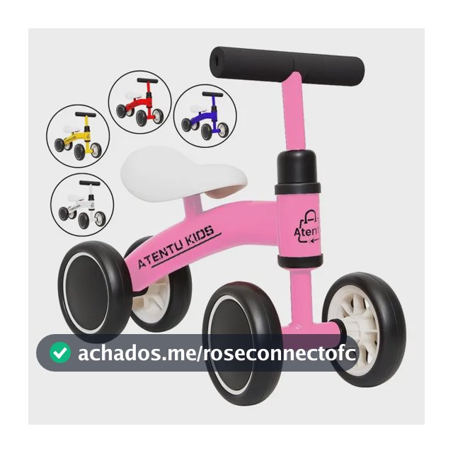 Bicicleta Infantil De Equilíbrio Sem Pedal Andador 4 Rodas Cor Rosa