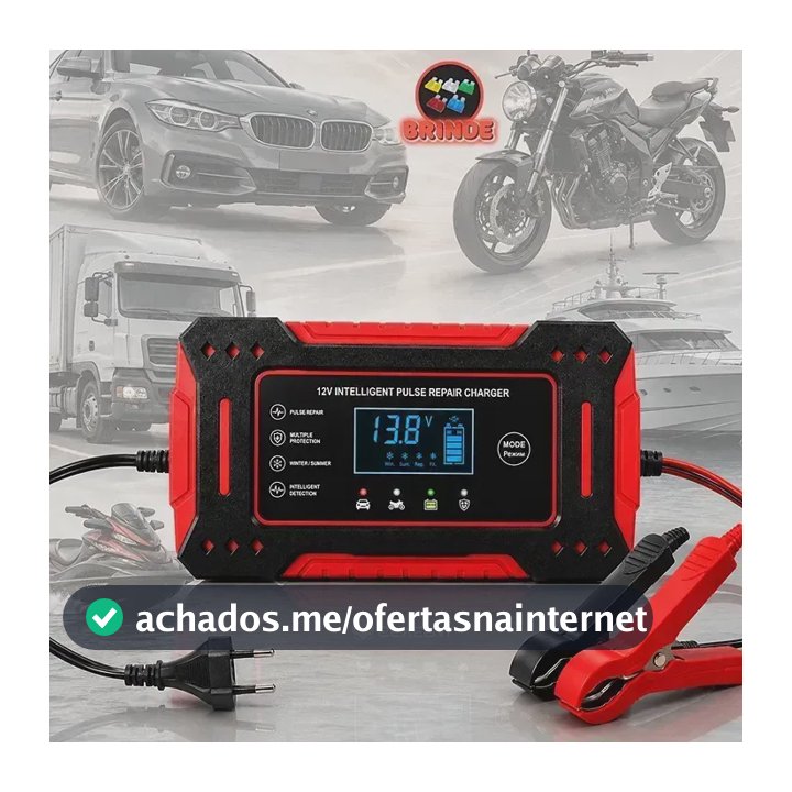 Carregador Inteligente Bateria Automotiva Portátil Veiculos