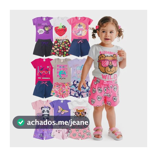 Kit 6 Peças Conjunto De Roupas Infantil Menina Sortida Verão