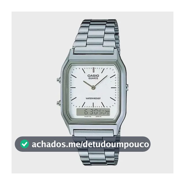 Relógio Casio Masculino Retangular Aq-230a-7dmq Prata Branco