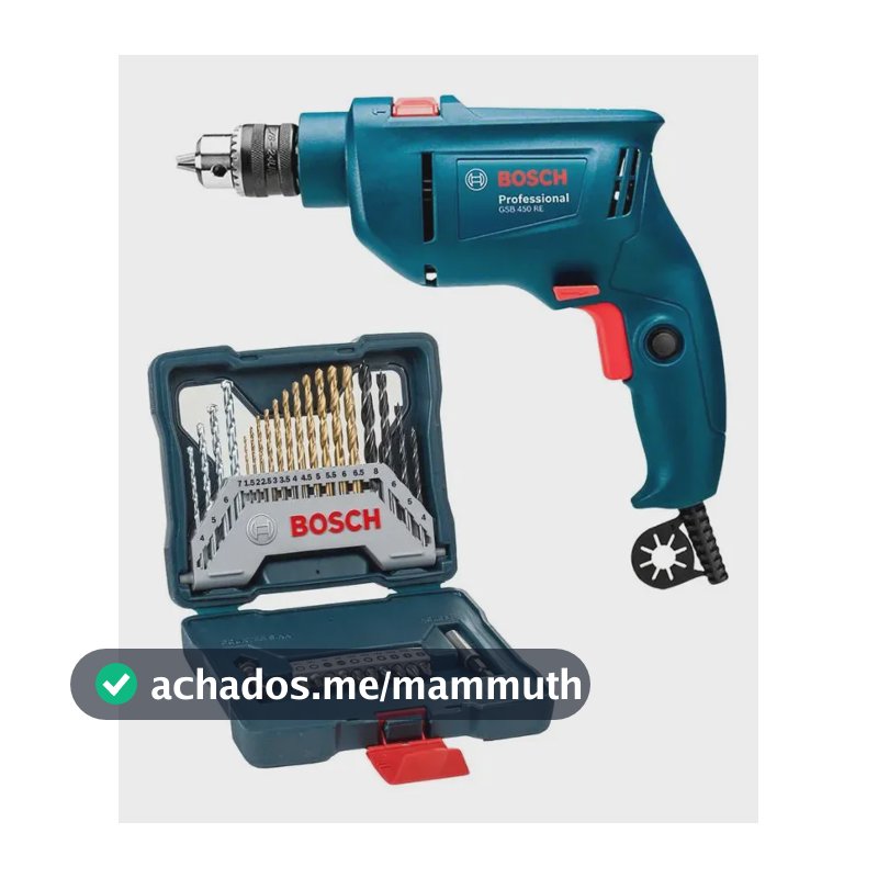 Furadeira Industrial Impacto Rev 450w Gsb 450 Re Bosch + Kit