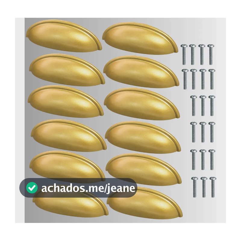 Kit 12 Puxadores Concha Colonial Movéis Gaveta Armário Dourado Fosco