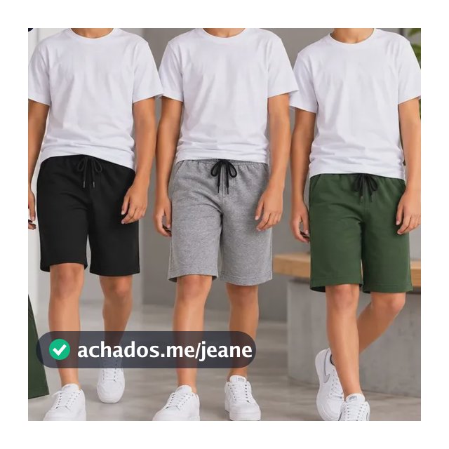 Kit 3 Bermuda Shorts Infantil Juvenil Moletom Básica Menino