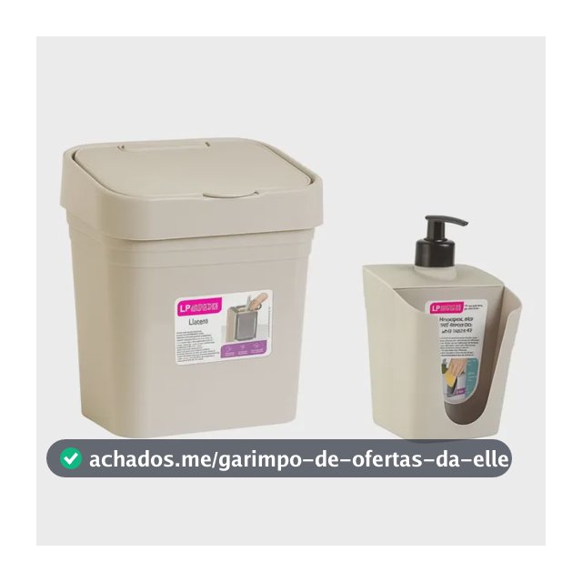 Kit Lixeira 2,8 L + Dispenser De Detergente Porta Esponja