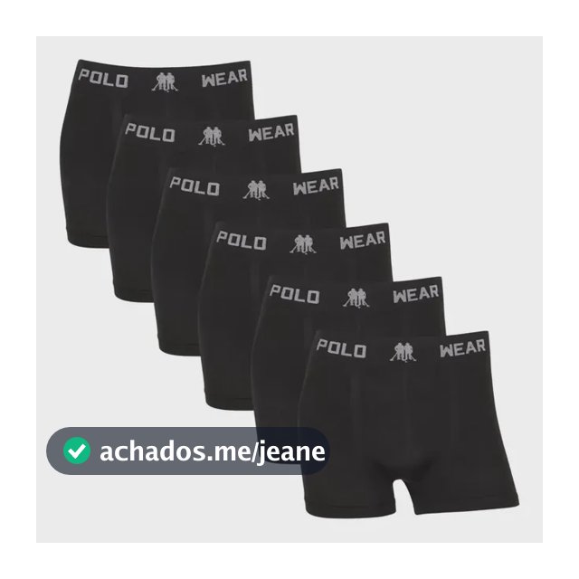 Kit 6 Cuecas Boxer Polo Wear Microfibra Sem Costura Original