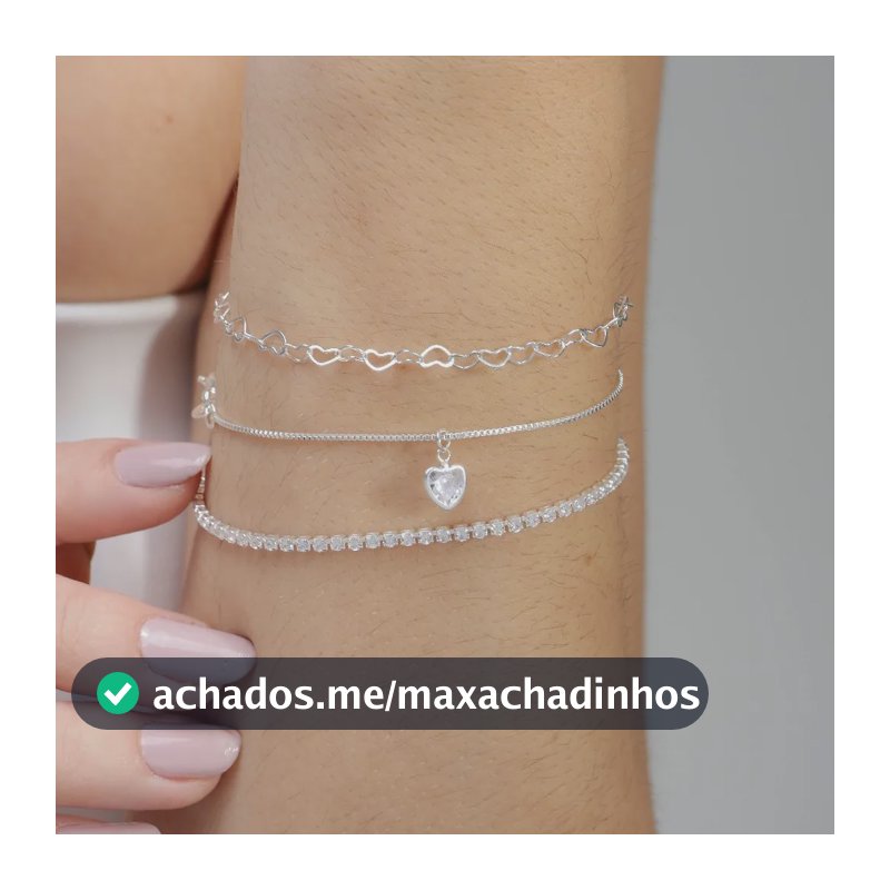 Kit 3 Pulseiras Prata F925, Rivieira, Elo E Ponto De Luz Prateado 20 Cm