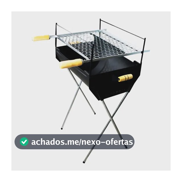 Churrasqueira Grande Portátil Carvão Aço Grelha 50x40x96 Cor Preto