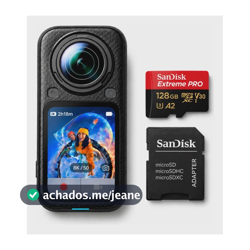 Camera Ação 360 Insta360 X6 8k50 Standard + Cartão 128gb Preto