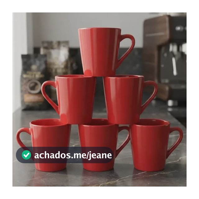 Kit 6 Xícaras Canecas Porcelana 120ml Café Chá Vermelhas Lis