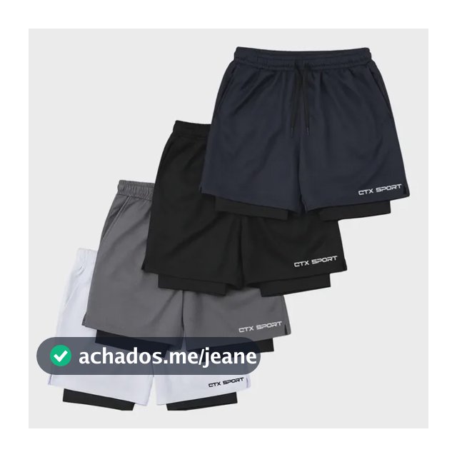 Kit 4 Bermudas 2 Em 1 Masculina Academia Corrida Treino Ctx
