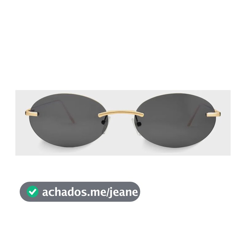 Óculos De Sol Oval Nina Lente Preta Uv400 Unissex Preto Dourado