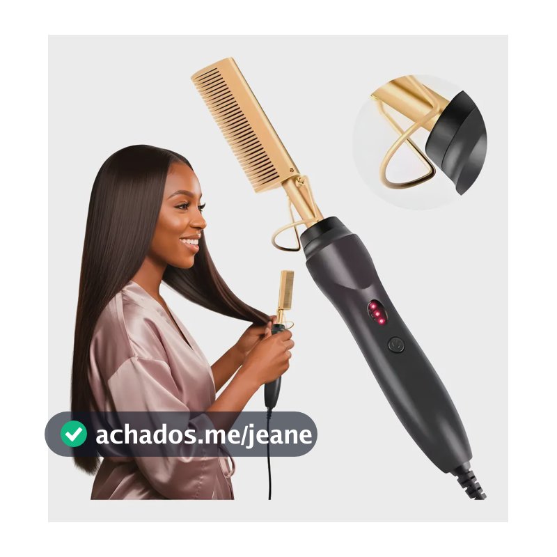 Pente Quente Ferro Elétrico Alisador Modelador Cabelo Bivolt Preto Bivolt
