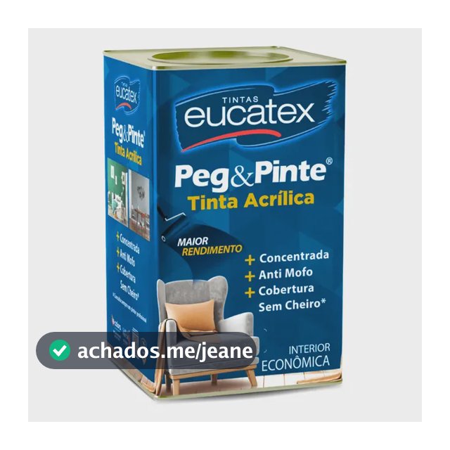 Tinta Peg & Pinte Antimofo Sem Cheiro Cores 1 8 L Eucatex Acabamento Fosco Cor Branco/Neve Lata 18 Litros