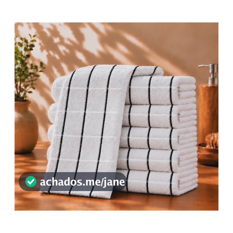 Kit 10 Panos De Prato Xadrez Atoalhado Alta Absorção Luxo Branco