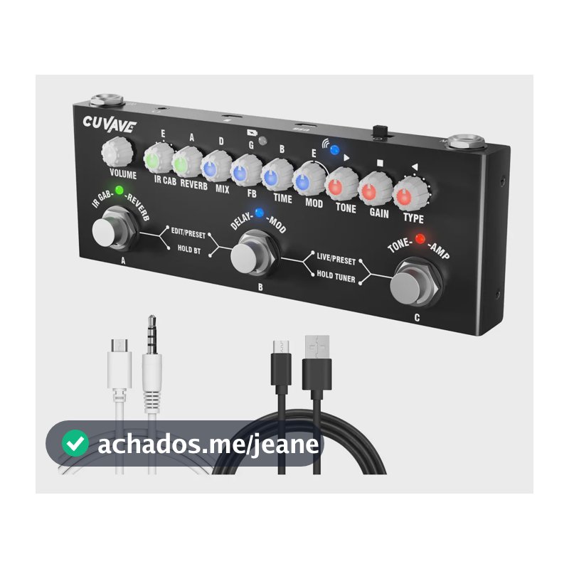 Pedal de Efeito M-Vave Cube Baby Preto Multifuncional Guitarra Elétrica