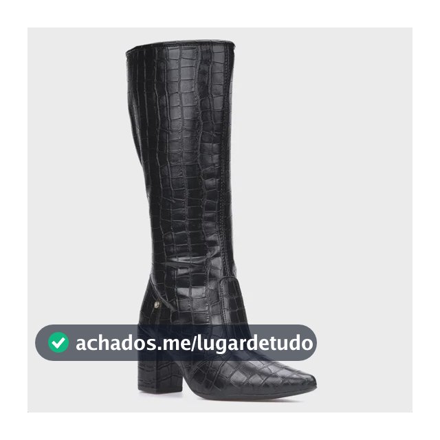 Bota Feminina Animal Print Cano Longo Bico Fino Salto Grosso