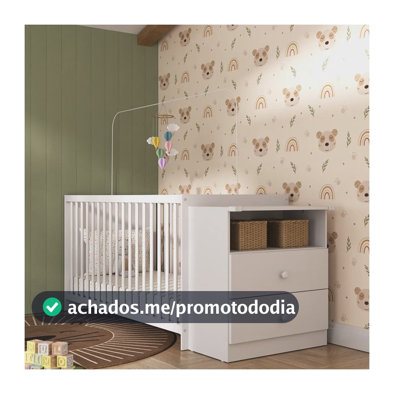 Berço Cômoda com Colchão Incluso Meu Bebê Multimóveis FG4013 Branco