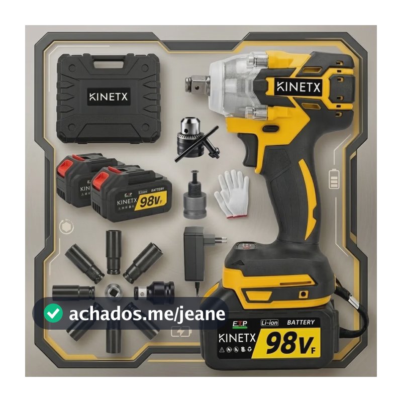 880nm Chave De Impacto Brushless 2 Baterias 98vf Kinetx Case Amarelo 127/220v