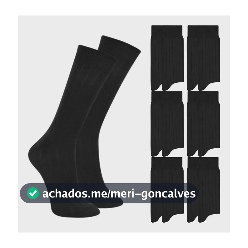 Kit 6 Pares Meias Sociais Mash Cano Alto Poliamida Masculino 6 Pretos Em Poliamida Resistente 39-42