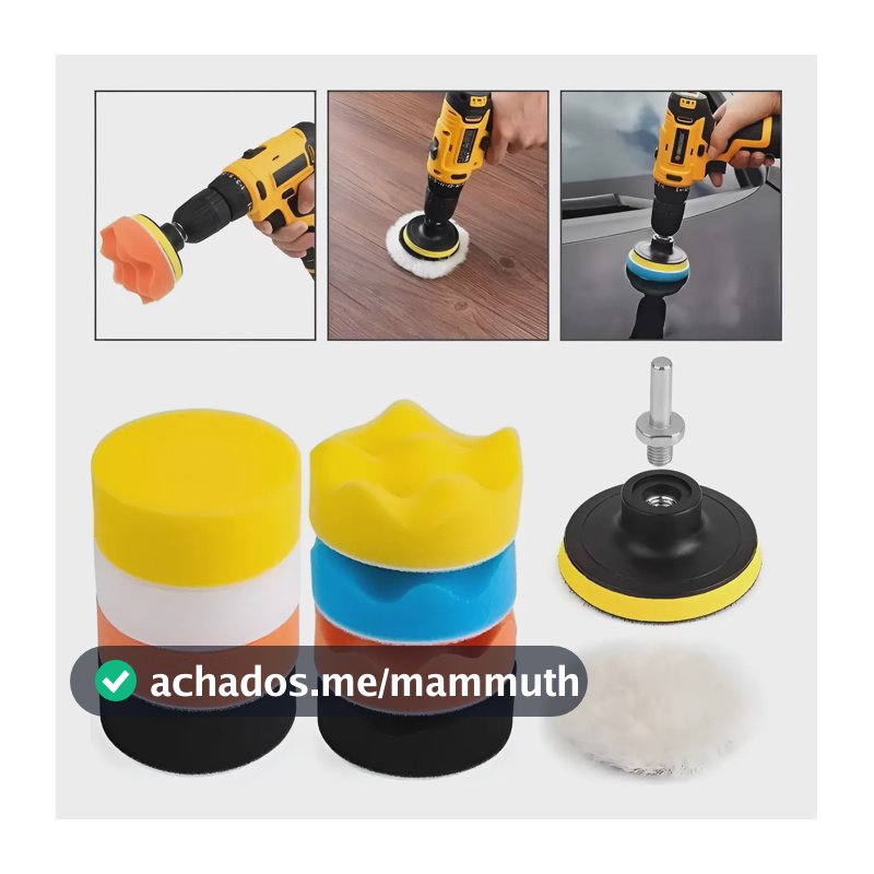 Kit Polimento Automotivo 3 Pol. 11pçs Boinas P/ Furadeira