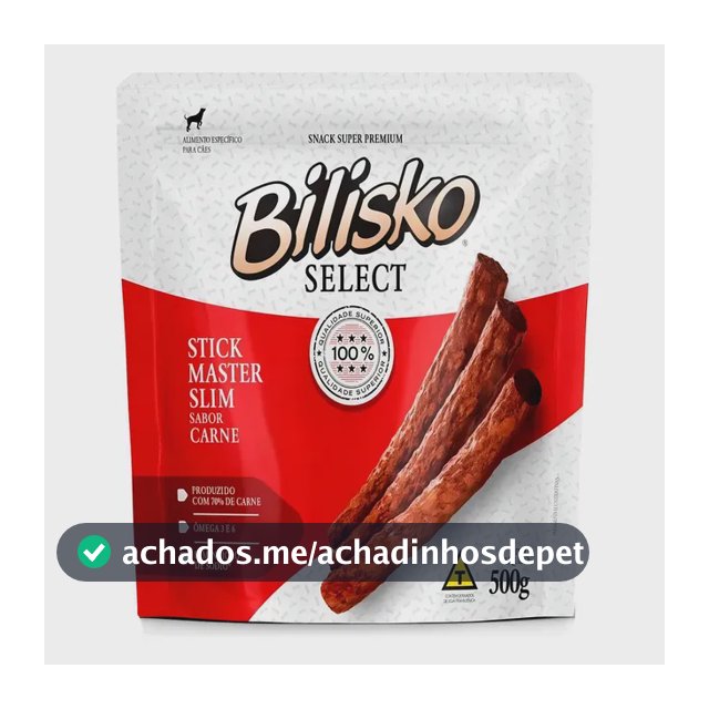 Petisco Bilisko Para Cães Palito Fino Sabor Carne 500g