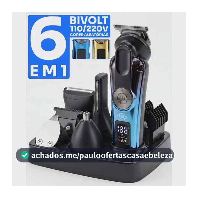 Aparador De Pelos Multi Groom 6 em 1 Barbeador Elétrico Maquina de Cortar Cabelo e Barba Good Vision Bivolt - Azul ou Dourada