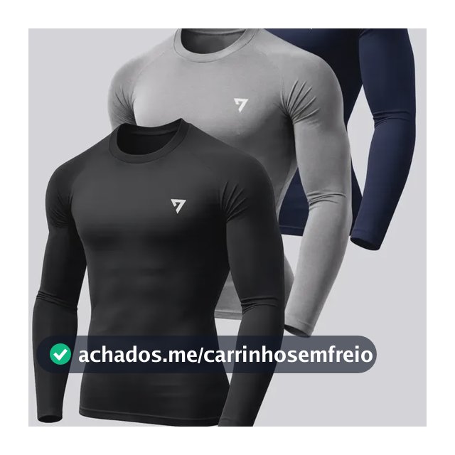 Kit 3 Camisetas Térmicas Masculina Segunda Pele Camisa Uv50-