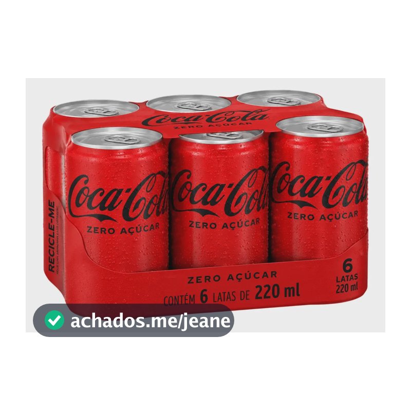Pack Refrigerante Zero Açúcar Coca-Cola Mini Lata 6 Unidades 220ml Cada
