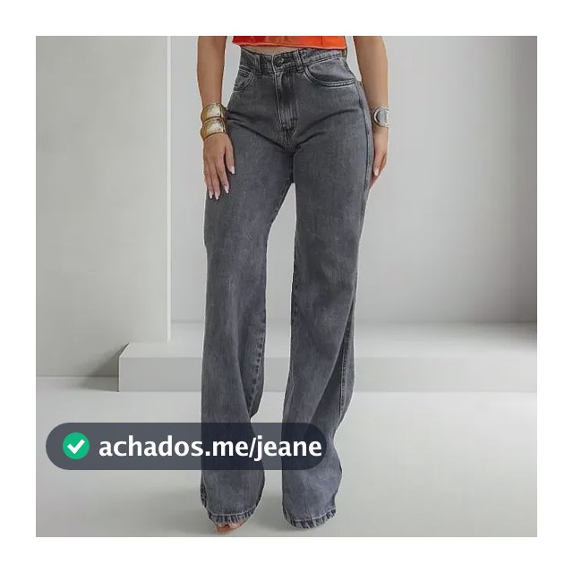 Calça Jeans Feminina Wide Leg Grafite Estilosa