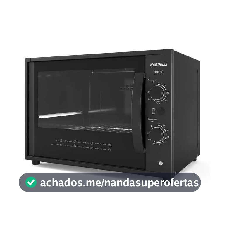 Forno Elétrico De Bancada 110v Nardelli Top60 60litros Black