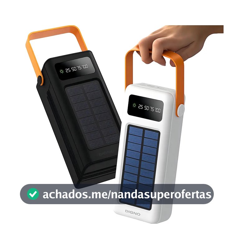 Carregador Portátil Solar 50000mAh Power Bank USB Tipo-C Preto BBMOYE