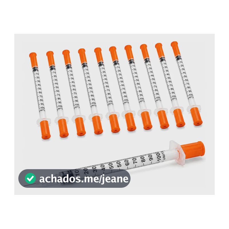 Seringa Insulina 1ml Agulha Fixa 8x0,30 30g Kit 10un 1 Ml
