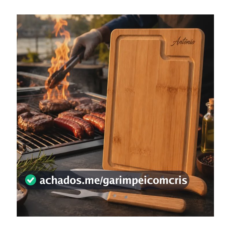 Kit Para Churrasco Tábua Faca Garfo Com Nome