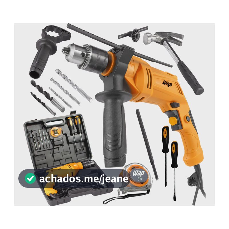 Parafusadeira Furadeira Impacto 700w 10mm Maleta Wap 220v Amarelo 220v