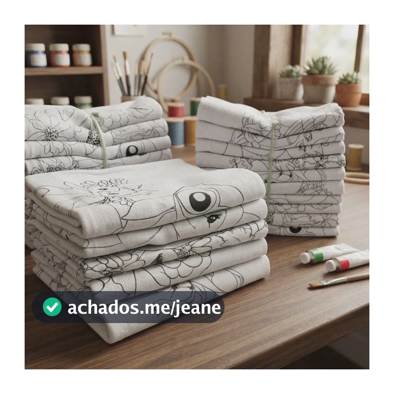 Pano De Prato Para Pintura Branco (riscado) Kit Com 100 Unid Branco Florido
