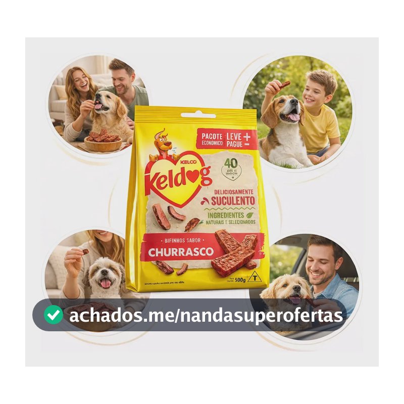 Bifinho Kelco Keldog Criadores 500g Para Cães Sabor Churrasco Macio e Saboroso Feito Com Carne Fresca Ideal Para Treinamento Recompensa e Agrado Diário Alta Palatabilidade Com Proteína de Carne