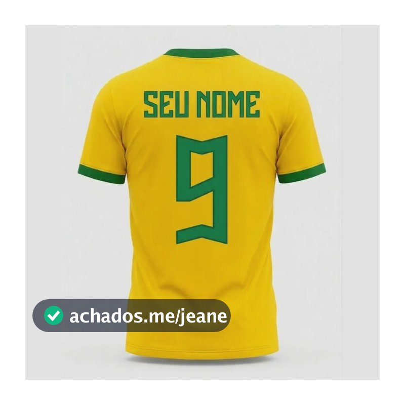 Blusa Feminina Brasil Copa Personalizada Com Nome Dryfit Top Amarelo Brasil-nome P Estampa Localizada
