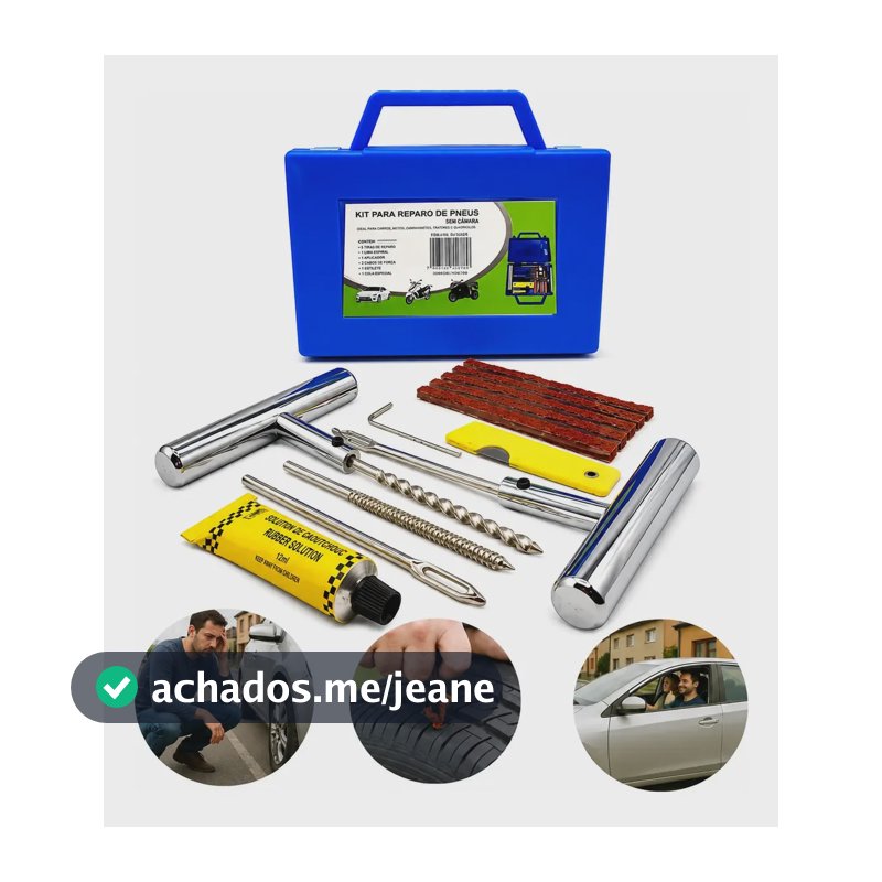 Kit Reparo Pneu Carro Moto Macarrão Remendo Metal C/ Maleta