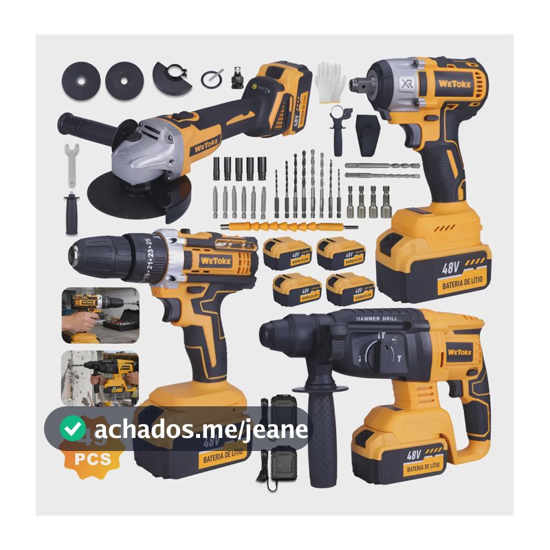Kit 4 Em 1 Ferramentas Elétricas Profissional Com Baterias