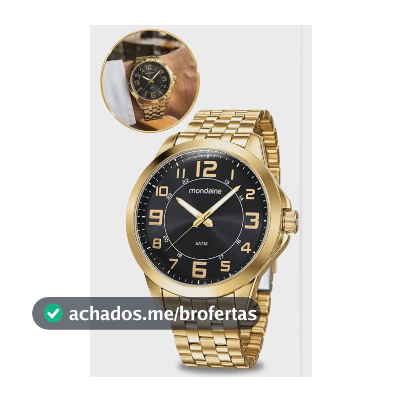 Relógio Mondaine Masculino Quartz Lançamento Pulso Original  Dourado Preto