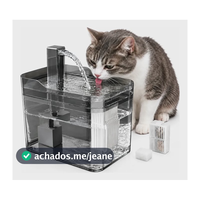 Fonte De Agua P/ Gato Cachorro Premium Silenciosa Automática 127/220v Cinza-escuro