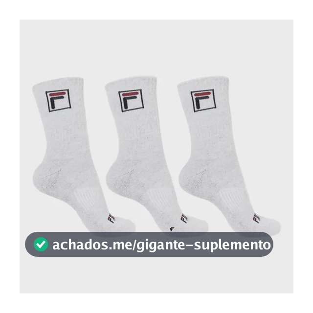 Kit Tripack Meia Fila Cano Alto Fbox Masculina Branca Meias Brancas Logo 39-43