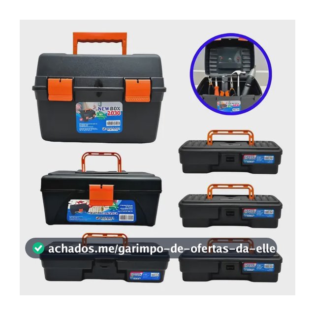 Kit 6 Maletas Ferramentas Caixas Reforçadas Grande Pequena Preto