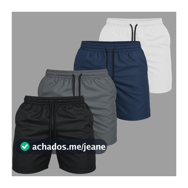 Kit 4 Short Praia Masculino Bermuda Tactel Verão Academia 1 De Cada Cor M