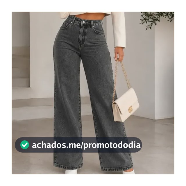 Calça Jeans Pantalona Wide Leg Feminina Cintura Alta Larga