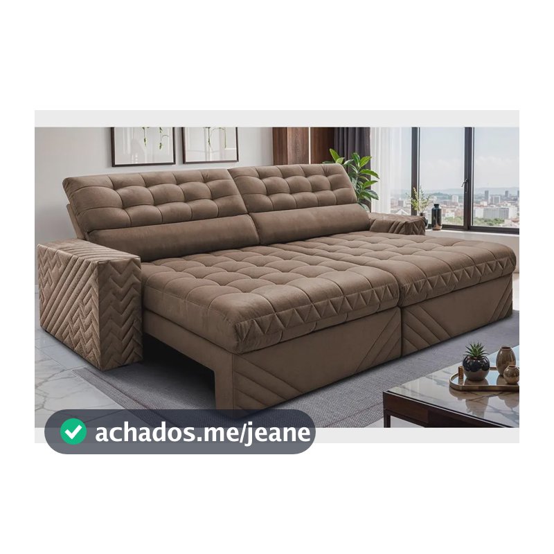 Sofá Retrátil 2,30m Molas Ensacadas Max Spring. Cama Inbox Castor Liso