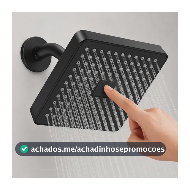 Heemli Ducha Chuveiro Alta Autolimpante Articulável Quadrada Preto Fosco